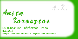anita korosztos business card