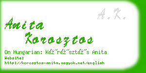 anita korosztos business card